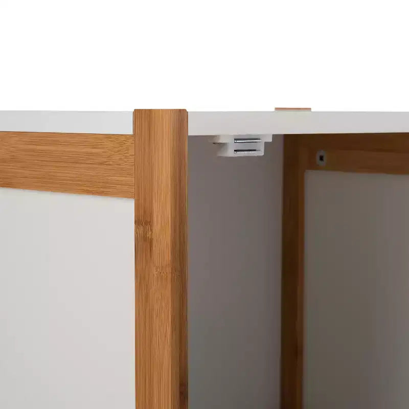 Deluxe Bamboo Floor Cabinet with Accent Slats Brown/White - Organize It All