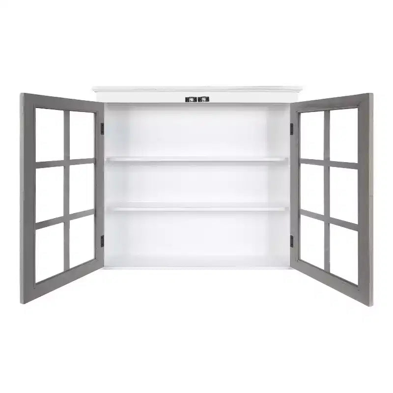 30" x 6.5" x 27.5" Hutchins Decorative Farmhouse Wood Wall Cabinet White/Gray - Kate & Laurel All Things Decor