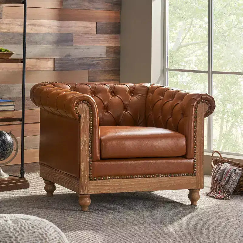 GDFStudio Batavia Chesterfield Tufted Club Chair with Nailhead Trim