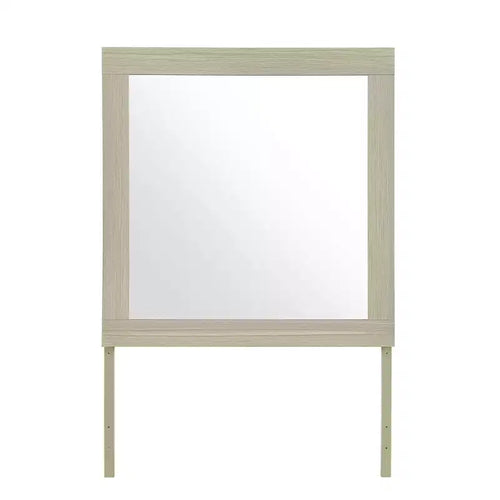 HomeRoots 35 Natural Wood Square Frame Mounted Dresser Mirror