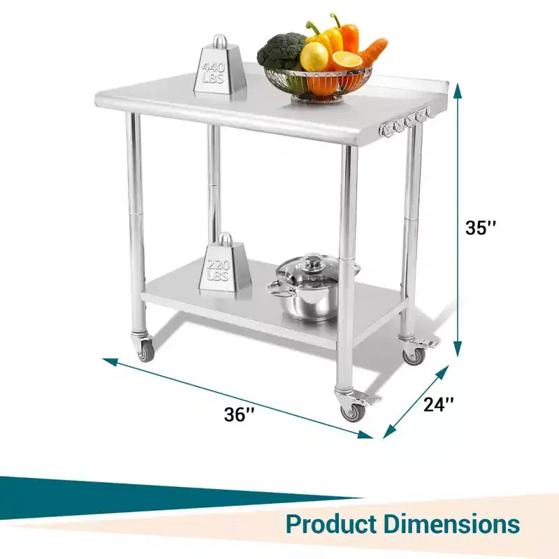 36x24x35 Inch Stainless Steel Table, NSF Heavy Duty Worktable with Adjustable Undershelf, Commercial Metal Table for Kitchen