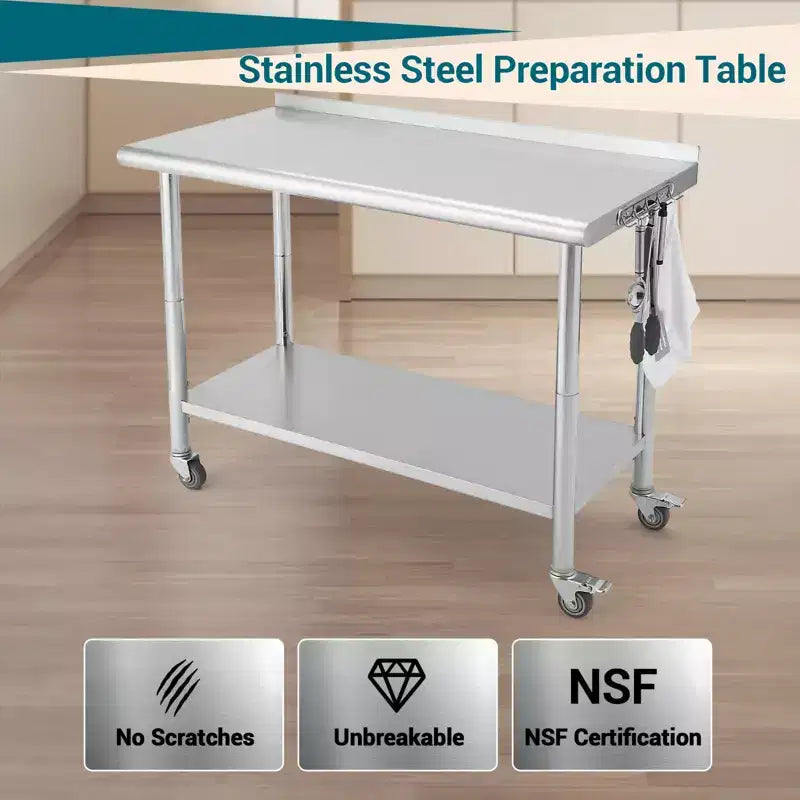 36x24x35 Inch Stainless Steel Table, NSF Heavy Duty Worktable with Adjustable Undershelf, Commercial Metal Table for Kitchen