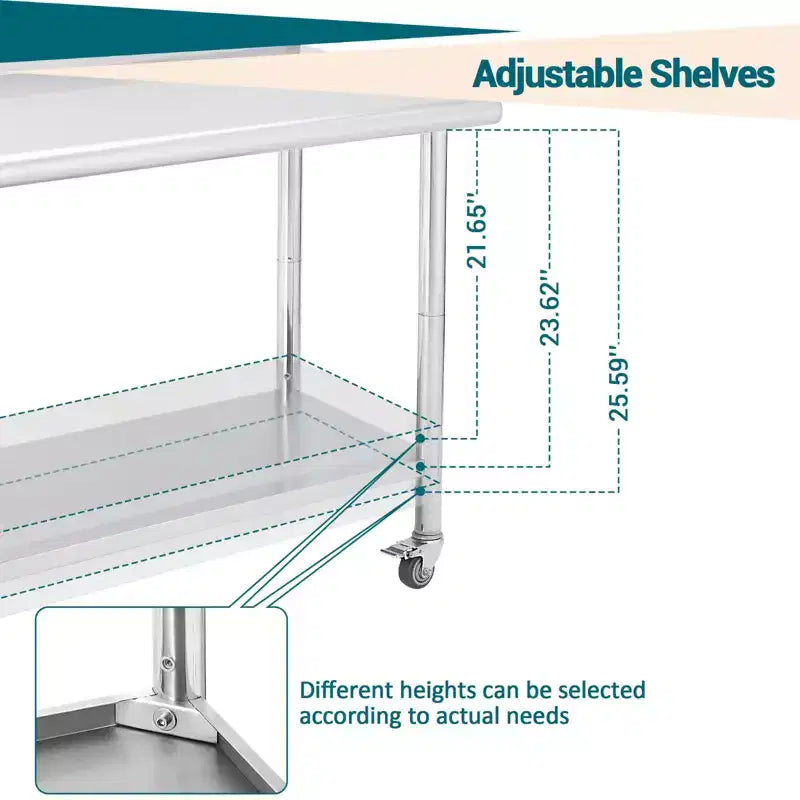 36x24x35 Inch Stainless Steel Table, NSF Heavy Duty Worktable with Adjustable Undershelf, Commercial Metal Table for Kitchen