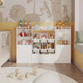 Kids Toy Storage Organize with 6 Removable Bins and Cubbies Kid Bookshelf and Toy Storage Large Toy Box with Bookshelf for Study Room,White