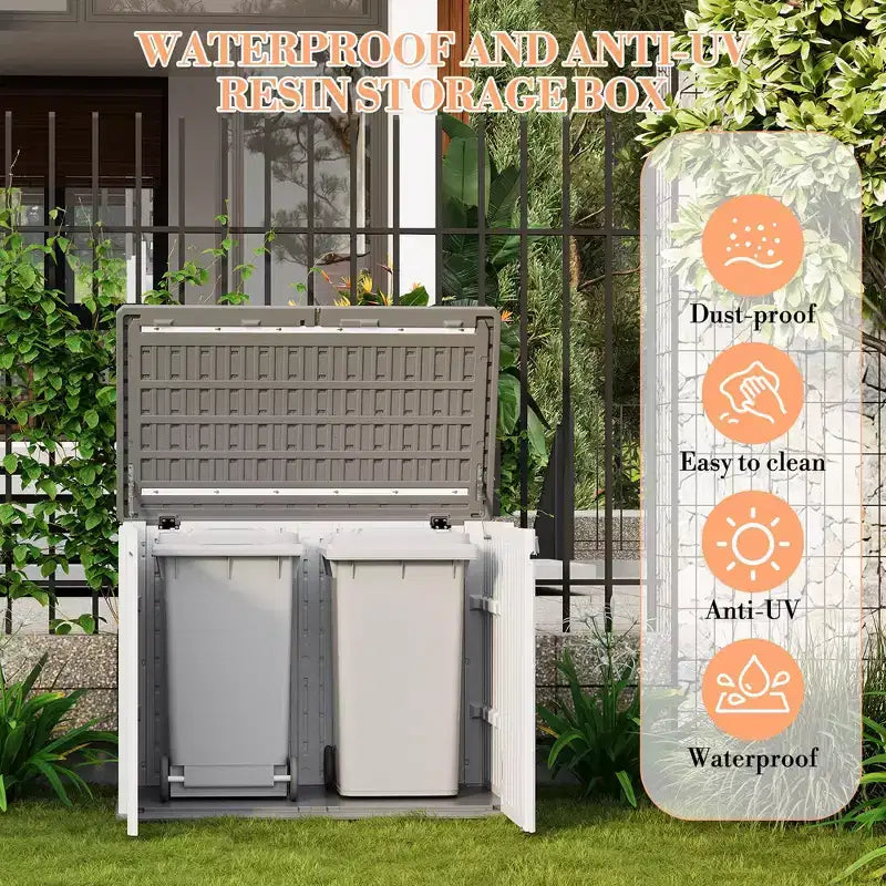 Outdoor Storage Cabinet,Waterproof Outdoor Shed with Floor,Resin Weather Resistant Tools Storage House Shed for Garden Backyard, Easy Assembly,White
