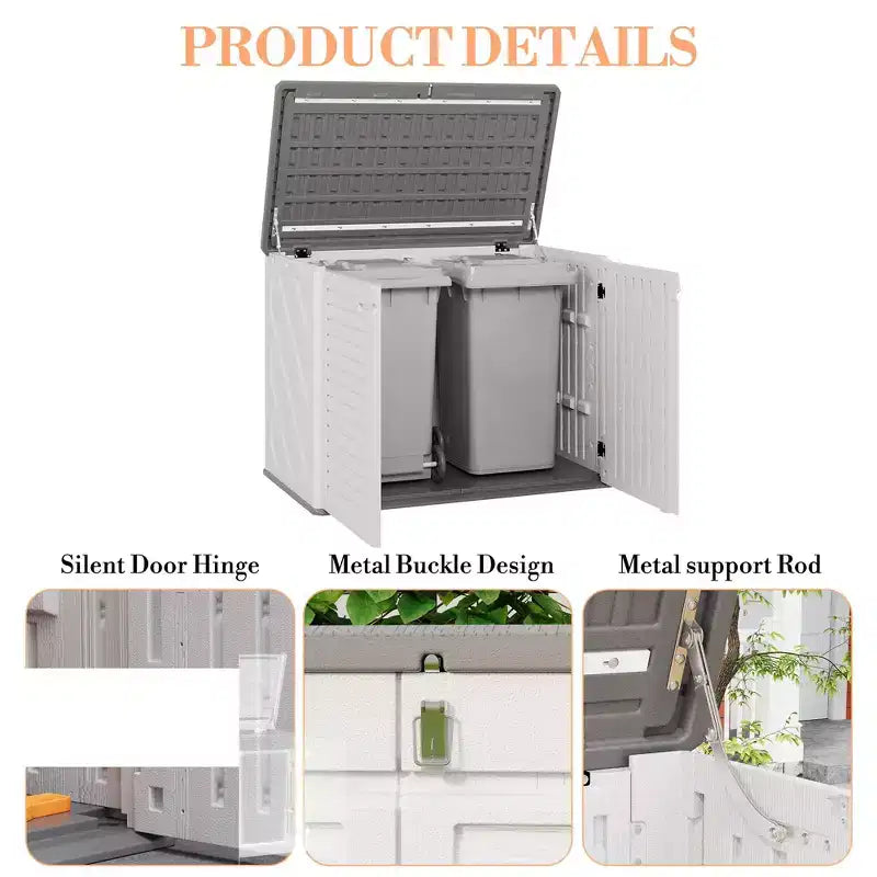 Outdoor Storage Cabinet,Waterproof Outdoor Shed with Floor,Resin Weather Resistant Tools Storage House Shed for Garden Backyard, Easy Assembly,White