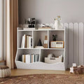 Acekool 3-Tier Toy Storage Cabinet for Kids, Wood Book Organizer Shelf, Playroom & Nursery Storage, White, 2-Pack