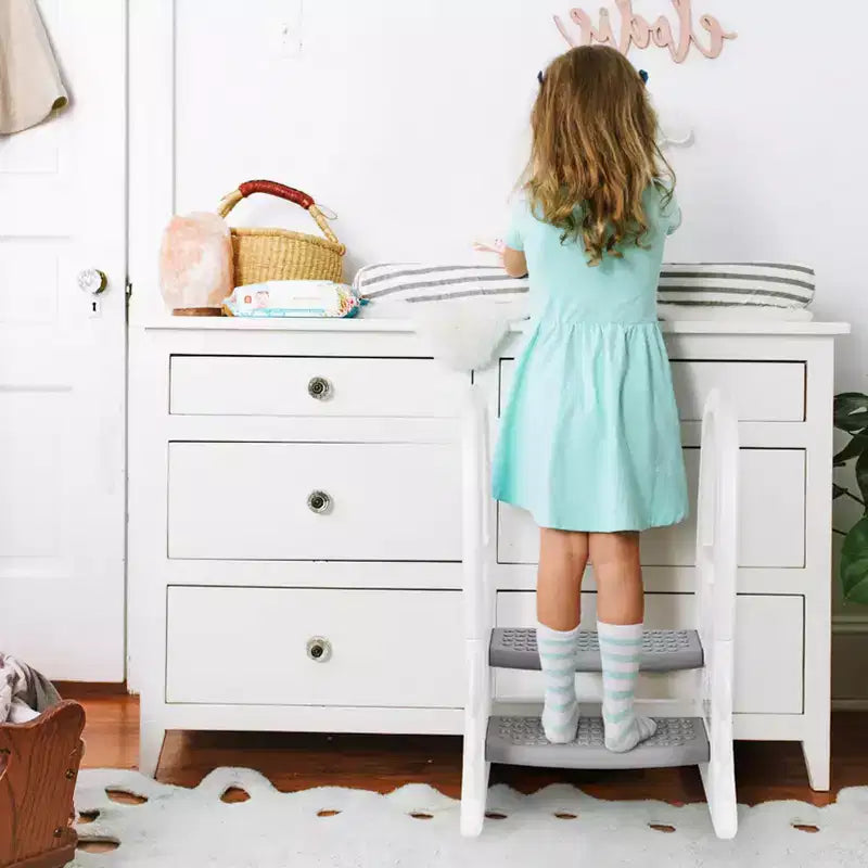 Toddler Step Stool for Bathroom Sink,TROPOW 2 Step Stools for Kids,Anti-Slip Stool for Kitchen Counter,Potty Training Toilet Stool with Handrail