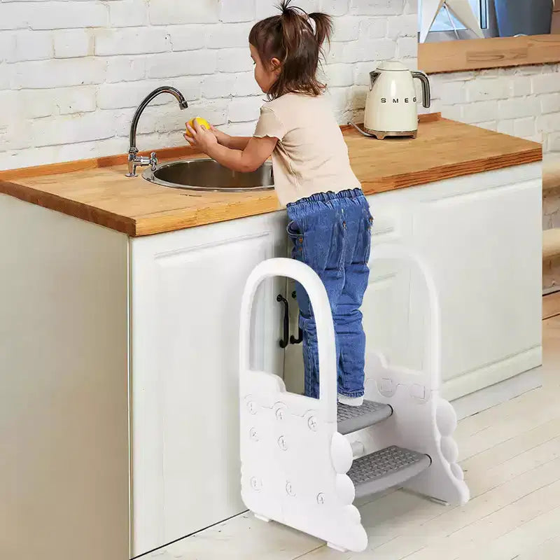 Toddler Step Stool for Bathroom Sink,TROPOW 2 Step Stools for Kids,Anti-Slip Stool for Kitchen Counter,Potty Training Toilet Stool with Handrail