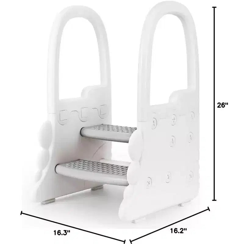 Toddler Step Stool for Bathroom Sink,TROPOW 2 Step Stools for Kids,Anti-Slip Stool for Kitchen Counter,Potty Training Toilet Stool with Handrail