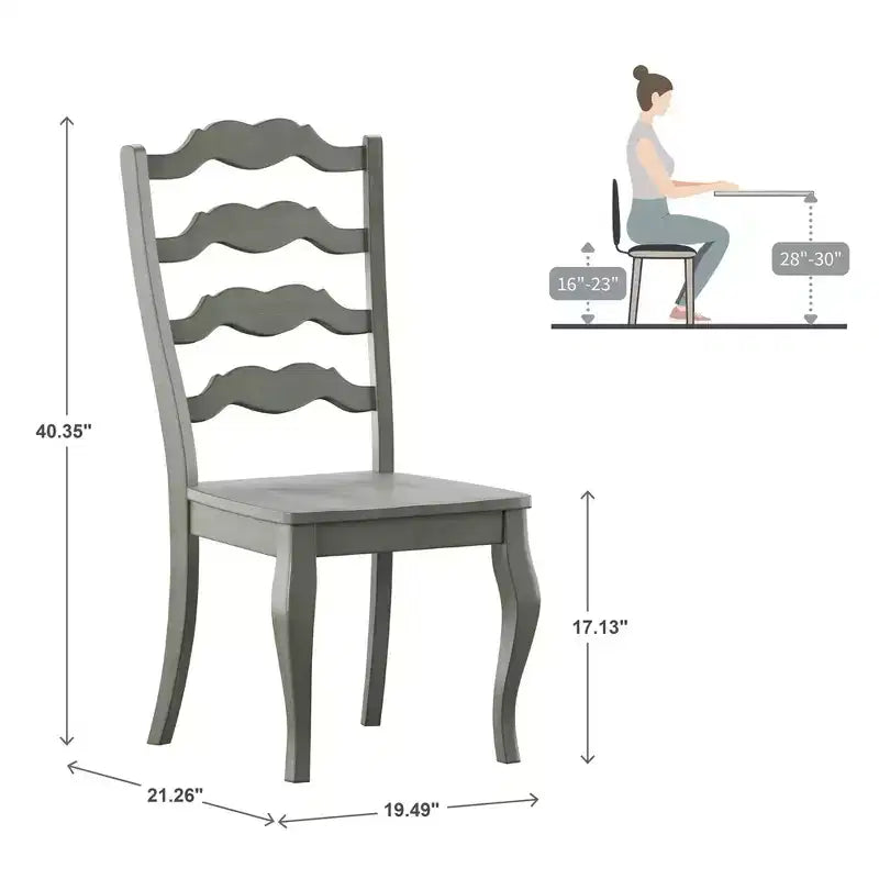 South Hill French Ladder Back Wood Dining Chairs (Set of 2) - iNSPIREQ