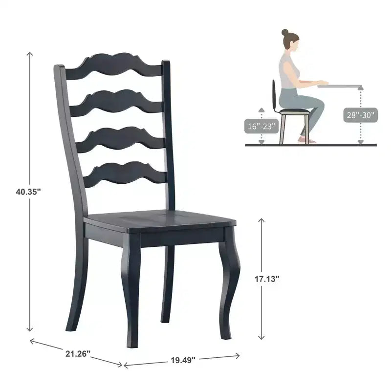 South Hill French Ladder Back Wood Dining Chairs (Set of 2) - iNSPIREQ